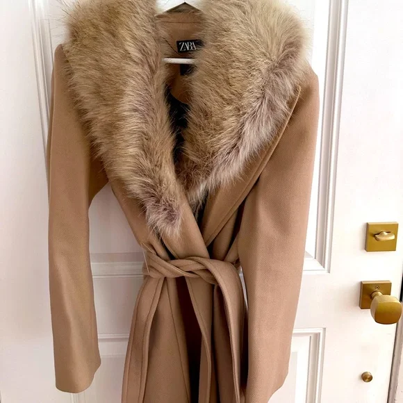 NEW w/o Tags Zara Long Wool Blend Coat Sz L - Picture 5 of 8